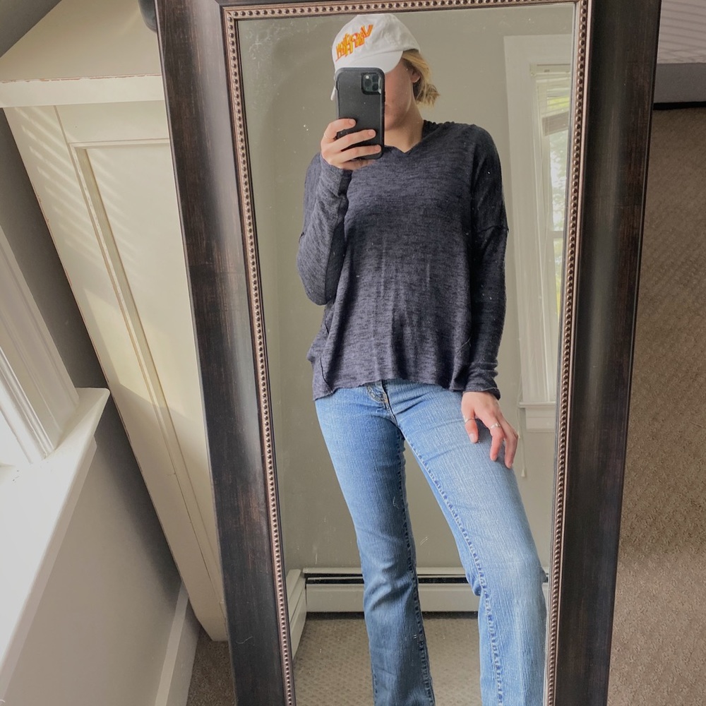 American Eagle Navy Blue Hooded Sweater